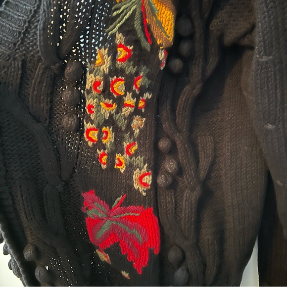 Vintage Fall autumn black cardigan knit size Medium - Picture 6 of 10